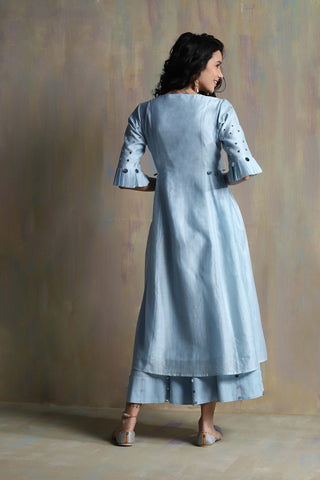 Charkhee-Cool Blue Mirrorwork Kurta Set-INDIASPOPUP.COM