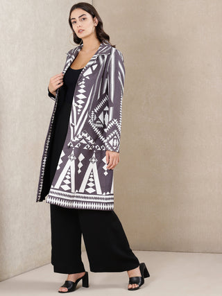 Ritu Kumar-Grey Printed Jacket-INDIASPOPUP.COM