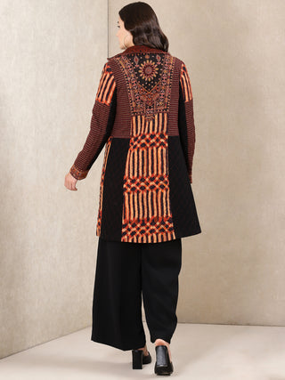 Ritu Kumar-Terracotta Brown Printed Jacket-INDIASPOPUP.COM
