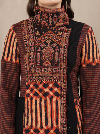 Ritu Kumar-Terracotta Brown Printed Jacket-INDIASPOPUP.COM