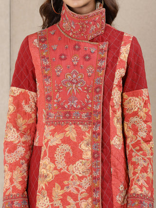 Ritu Kumar-Pink Red Embroidered Jacket-INDIASPOPUP.COM