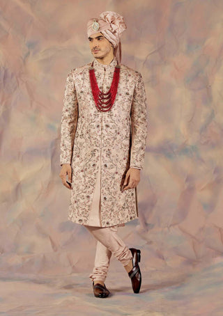 Jatin Malik-Blush Pink Embroidered Sherwani Set-INDIASPOPUP.COM