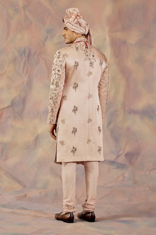 Jatin Malik-Blush Pink Embroidered Sherwani Set-INDIASPOPUP.COM