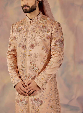 Jatin Malik-Champagne Santé Sherwani Set-INDIASPOPUP.COM