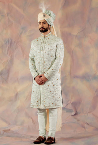 Jatin Malik-Blue Momentum Sherwani Set-INDIASPOPUP.COM