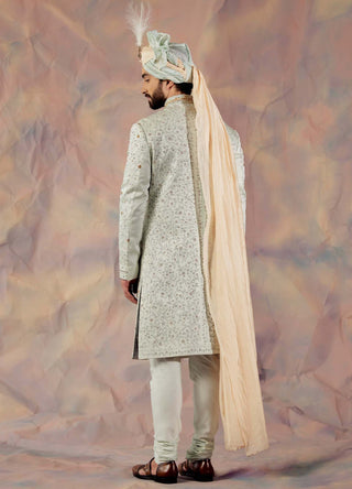 Jatin Malik-Blue Momentum Sherwani Set-INDIASPOPUP.COM