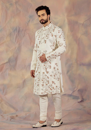 Jatin Malik-Ivory In Malaga Sherwani Set-INDIASPOPUP.COM