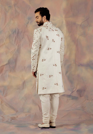 Jatin Malik-Ivory In Malaga Sherwani Set-INDIASPOPUP.COM