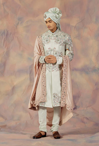 Jatin Malik-Hazy Blue Sherwani Set-INDIASPOPUP.COM