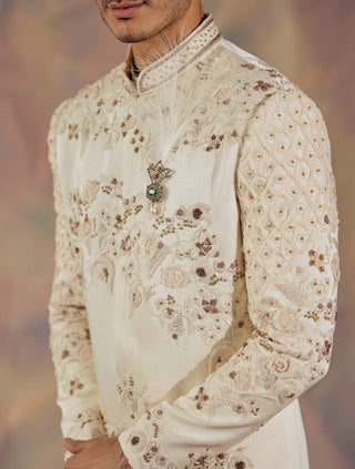 Jatin Malik-Dirty Ivory Hand Embroidered Sherwani Set-INDIASPOPUP.COM