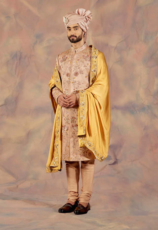 Jatin Malik-Champagne Santé Sherwani Set-INDIASPOPUP.COM