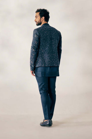 Jatin Malik-Blue Short Jacket Kurta Set-INDIASPOPUP.COM