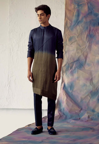 Jatin Malik-Teal Blue Shrug Kurta Set-INDIASPOPUP.COM