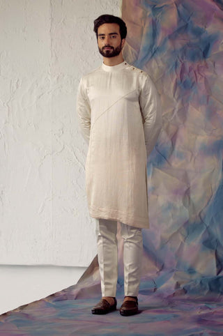 Jatin Malik-Ivory Phulkari Shrug Kurta Set-INDIASPOPUP.COM