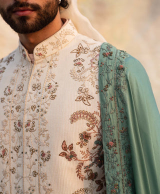 Jatin Malik-Dirty Ivory Sherwani Set-INDIASPOPUP.COM