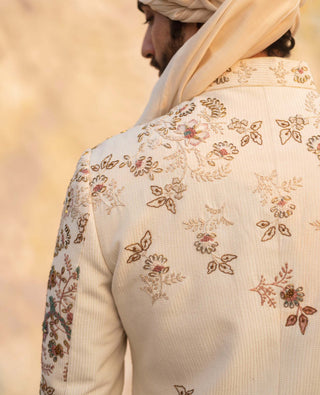 Jatin Malik-Dirty Ivory Sherwani Set-INDIASPOPUP.COM