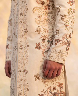 Jatin Malik-Dirty Ivory Sherwani Set-INDIASPOPUP.COM
