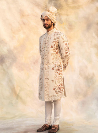 Jatin Malik-Dirty Ivory Sherwani Set-INDIASPOPUP.COM