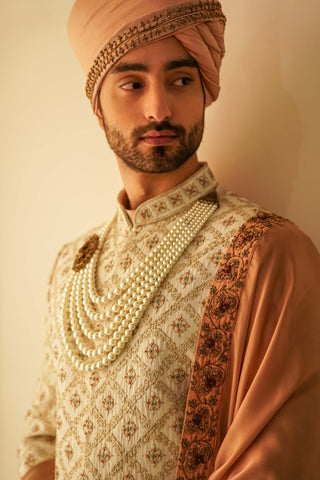 Jatin Malik-Ivory Jaal Embroidery Sherwani Set-INDIASPOPUP.COM