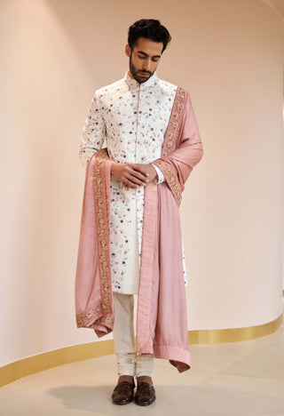 Jatin Malik-Pearl White Sherwani Set-INDIASPOPUP.COM