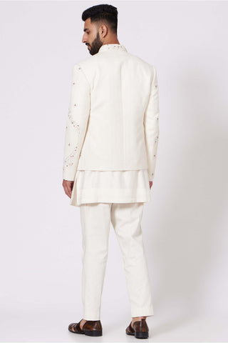 Jatin Malik-Ivory Short Jacket With Kurta And Trouser-INDIASPOPUP.COM