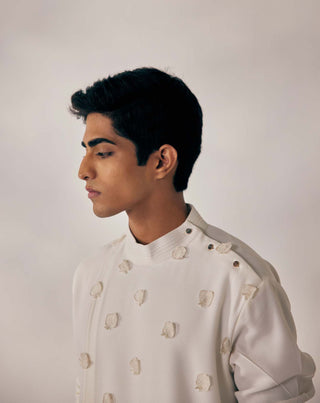 Jatin Malik-White Applique Kurta With Trouser-INDIASPOPUP.COM