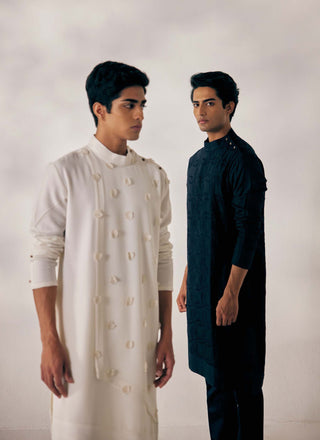 Jatin Malik-White Applique Kurta With Trouser-INDIASPOPUP.COM