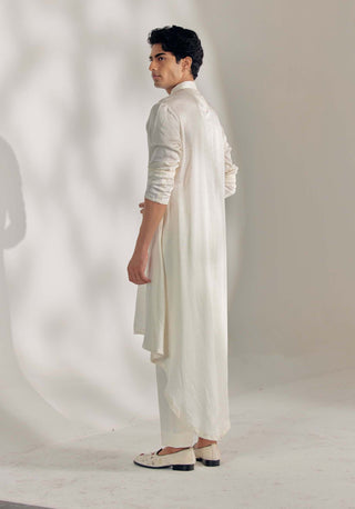 Jatin Malik-White Trail Kurta And Trousers-INDIASPOPUP.COM