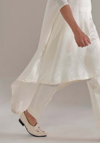 Jatin Malik-White Trail Kurta And Trousers-INDIASPOPUP.COM