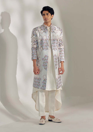 Jatin Malik-Ivory Contemporary Sherwani Set-INDIASPOPUP.COM