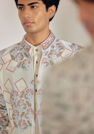 Jatin Malik-Ivory Contemporary Sherwani Set-INDIASPOPUP.COM