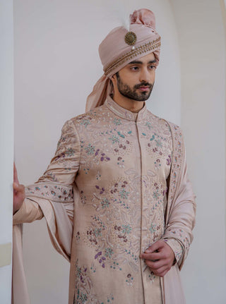 Jatin Malik-Blush Pink Embroidered Sherwani Set-INDIASPOPUP.COM