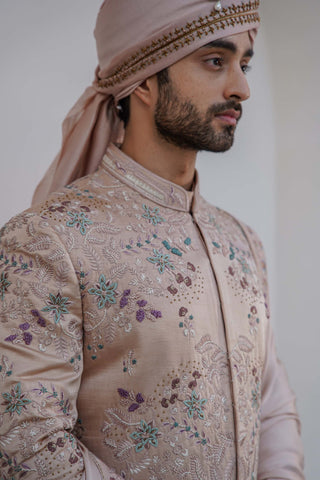 Jatin Malik-Blush Pink Embroidered Sherwani Set-INDIASPOPUP.COM