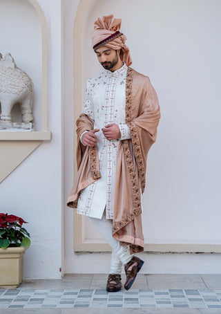 Jatin Malik-Classic White Sherwani Set-INDIASPOPUP.COM