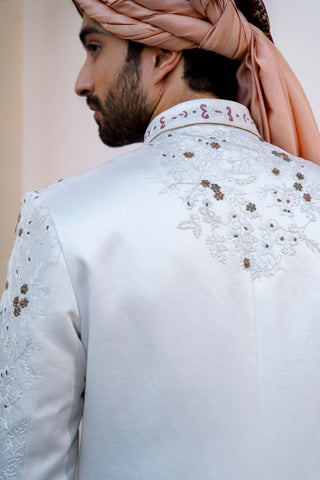 Jatin Malik-Classic White Sherwani Set-INDIASPOPUP.COM