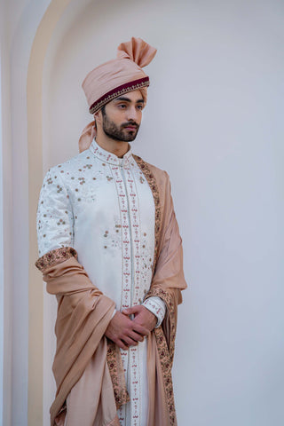 Jatin Malik-Classic White Sherwani Set-INDIASPOPUP.COM