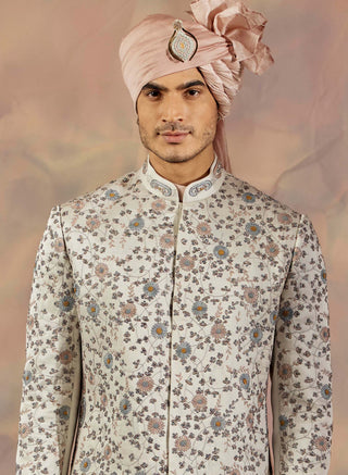 Jatin Malik-Silver Embroidered Sherwani Set-INDIASPOPUP.COM