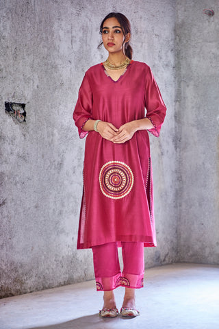 Shivani Bhargava-Wine Poornima Kurta & Salwar With Dupatta-INDIASPOPUP.COM