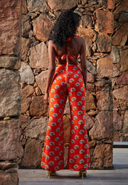 Nautanky-Sunflower Print Bikini Top With Bell Bottom Pants-INDIASPOPUP.COM