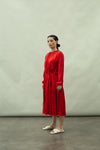Kanelle-Red Tulip Solid Dress-INDIASPOPUP.COM