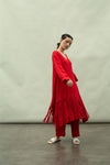 Kanelle-Red Syska Tunic With Pants-INDIASPOPUP.COM