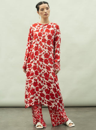 Kanelle-Red Apollo Tunic With Pants-INDIASPOPUP.COM