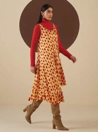 Kanelle-Yellow Darlene Print Dress-INDIASPOPUP.COM