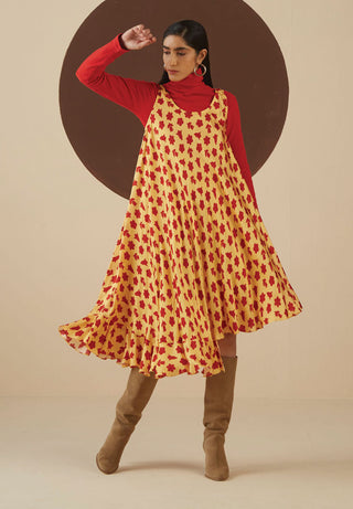 Kanelle-Yellow Darlene Print Dress-INDIASPOPUP.COM