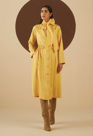 Kanelle-Yellow Audery Solid Coat-INDIASPOPUP.COM