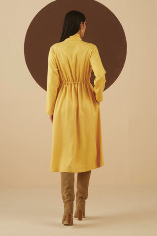 Kanelle-Yellow Audery Solid Coat-INDIASPOPUP.COM