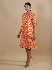 Kanelle-Orange Tessa Floral Dress-INDIASPOPUP.COM