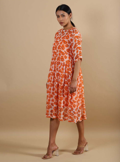 Kanelle-Orange Bernice Dress-INDIASPOPUP.COM