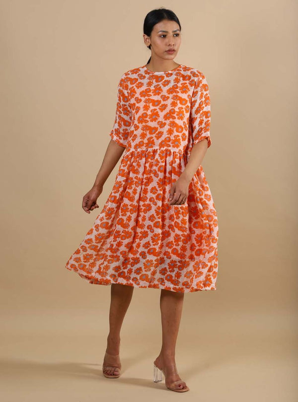 Kanelle-Orange Bernice Dress-INDIASPOPUP.COM