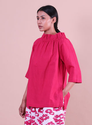Kanelle-Pink Lilian Solid Top-INDIASPOPUP.COM